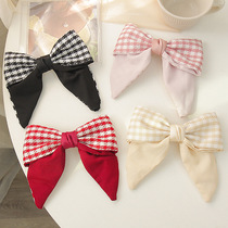 Autumn and winter New color color bow hair Korean hair accessories fairy thousand bird Grid fabric antique hair card swallowtail temperament hair accessories