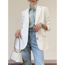 Small blazer female Korean version of loose chic wind metal button suit suit top custom hanging heavy texture womens tide