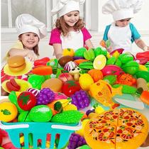Children's House Simulation Cut Fruit and Vegetable Pizza Chicelet Plastic Baby Toy Set Boys and Girls