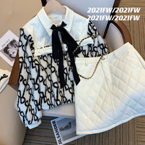 (Original) small fragrant wind suit women winter 2021 new fashion high foreign style fashionable fashionable thick skirt two-piece