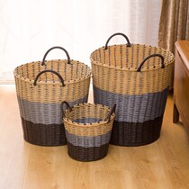 Beautiful Wicker rattan basket woven basket large dirty clothes basket woven blue fabric finishing rattan table table bamboo basket storage