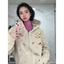 Embroidered Lianhood Ladies in winter Design Small Crowdwear medium Long Zipper Cardigan Jacket Cardigan Jacket Early Spring