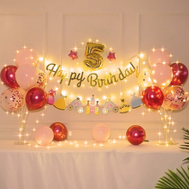 Net red baby happy birthday decoration scene Girl 1 year old child girl party balloon layout background wall