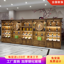 Solid wood wine cabinet display cabinet vintage hotel wine and white wine counter commercial liquor cabinet exhibition cabinet bar display cabinet fixed