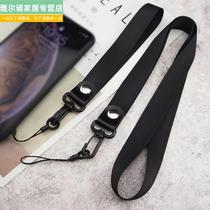 Simple black gray red solid color lanyard mobile phone shell rope short wrist hanging neck rope key anti-lost belt long