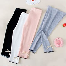 Summer Korean version of modal Capri pants thin wear childrens pants girls little girl bow leggings