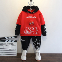 Boy sports suit Spider-Man long sleeve sweatshirt spring autumn clothes children 2022 new handsome childrens bottling for spring clothing