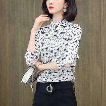White silk shirt womens 2021 spring new wild design sense niche Hangzhou heavy mulberry silk top