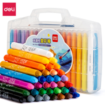 Deli water-soluble colorful stick set children's stick color safety washable rotating oil painting stick student crayon 12 24 36 48 color kindergarten baby color painting brush oil painting brush