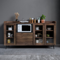 Nordic sideboard tea cabinet simple modern walnut color Chinese home wall multifunctional locker storage cabinet