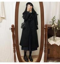 Autumn and winter woolen suit couple jacket loose Joker Hepburn wind woolen cloth plus cotton long knee coat women