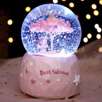 Childrens girl 10th birthday gift girl crystal ball music box rotating music box girl Teachers Day ornaments