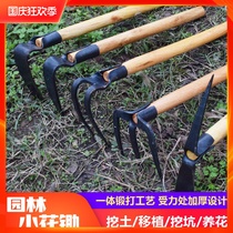 Garden wooden handle small hoe weeding planting vegetables digging ground loosening soil pointed Hoe small Harrow gardening tools agricultural tools
