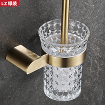 Golden stainless steel toilet brush without dead corner toilet brush creative perforated toilet brush holder set household toilet brush