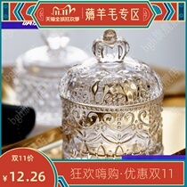 French relief retro Crystal dried fruit food glass candy jar jewelry storage box Storage Jar Ornaments sugar tank