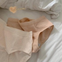 Japanese music meow thread panties womens low waist simple breathable cotton crotch soft pit stripe student briefs