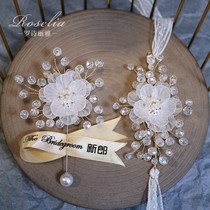 Crystal flower childrens show hand flower bride bridesmaid group wrist flower Super Fairy Wedding Dress groom groom best man corsage brooch