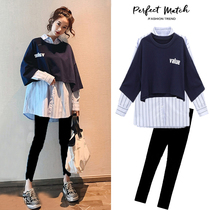Pregnant women autumn dress set fashion 2021 New Net red tide casual out large size loose top