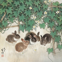 "auspicious day" Fang Chuxiong painter celebrity calligraphy and painting 50 * 50cm