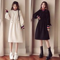 Anti-radiation maternity clothes clothes autumn and winter work computer belly sling plus velvet pregnancy French loose dress