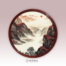  Silver needle embroidery Niang hand embroidery magnificent mountain and Suzhou embroidery finished product 4 silk round large-scale Soviet embroidery Chinese painting landscape