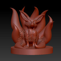 Nine-tailed fox three-dimensional round sculpture 3d printing stl file Fox ornaments carving 3d Model 336
