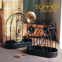 Nordic retro iron mosquito rack creative bird cage mosquito box summer mosquito coil home decorations ornaments