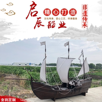 Customized outdoor large pirate ship landscape antique warship decoration wooden boat small European prop boat sailing cloth wooden