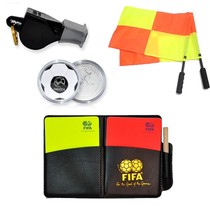  Football match referee Patrol flag picker Red and yellow card referee equipment Professional whistle tooth guard whistle Side cutting flag