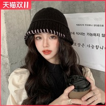 Face small knitted wool hat children autumn and winter Joker fishermans hat big head circumference warm basin hat spring and autumn ins tide