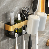 Toothbrush rack non-perforated Cup mouthwash Cup hanger toilet tooth wall type cylinder set storage