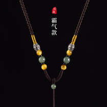 Jade Jade Peel beeswax gold pendant necklace pendant rope men and women high grade pullover adjustable neck hand knitting