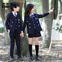 Kesha primary and secondary school students Spring and Autumn Korean version of British Academy style childrens class uniform suit four-piece suit