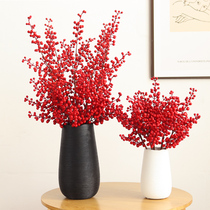 Living room decoration red fruit Chinese Holly fortune fruit Red fake flower simulation flower decoration Floral berry dried flower ornaments