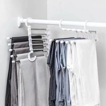 Telescopic folding multi-function multi-layer stainless steel pants rack pants hanger Household magic wardrobe storage artifact pants hang