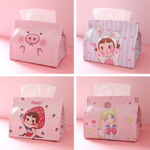 Desktop storage with drawing paper box pink multifunctional bedroom girl heart leather card set tissue box beautiful girl warrior