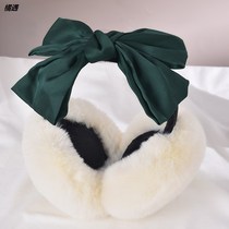 Ear cover earmuffs warm female winter heavenly female Korean cute ins bow hanging ear cover ear bag cap