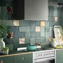 Soft light handmade brick bathroom kitchen wall brick Nordic retro green matte tile bathroom balcony interior wall small brick