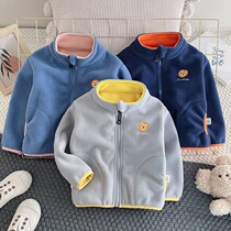 Childrens coat spring and autumn boys and womens fleece jacket new autumn childrens baby zipper cardigan sweater
