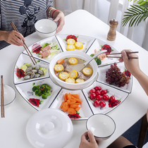 Shaoyin Net red vegetable plate household ceramic round table reunion set platter tableware combination dinner fan plate