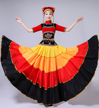 New Yi ethnic clothing womens big swing dress July Fire takes the festivals seven colorful clothes Liangshan minority dance performance costumes