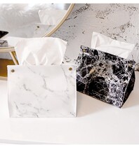 Nordic style ins Marbled tissue box Leather living room dining table creative paper box Household simple tissue bag