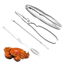 Xinbiao with storage bag to eat crab tools three sets of stainless steel crab eight crab pliers crab clip crab needle eat hairy crab
