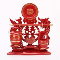 Marriage children and grandchildrens three-piece set of satisfactory accessories with concentric lock solid wood bride dowry