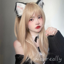  Marvel real and fake hair female medium and long hair rose same female group lisa full headgear lolita platinum natural JK color