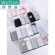 2021 5 boxed underwear women crotch breathable Japanese middle waist cute girl birth size fat mm breifs