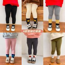 2020 winter New Girl one velvet warm leggings Children Baby winter dress Padded cashmere pants foreign gas