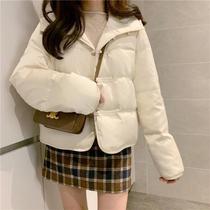 2021 Winter wear new Korean version of the buckle thick cotton coat short small loose coat cotton jacket hooded bread suit