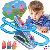 Charging version piggy climbing stairs Electric Music light track toy childrens baby puzzle slide