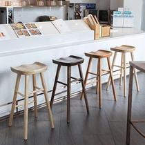 Solid wood stool bar stool milk tea shop high stool home simple apple chair bar high stool Nordic bar chair